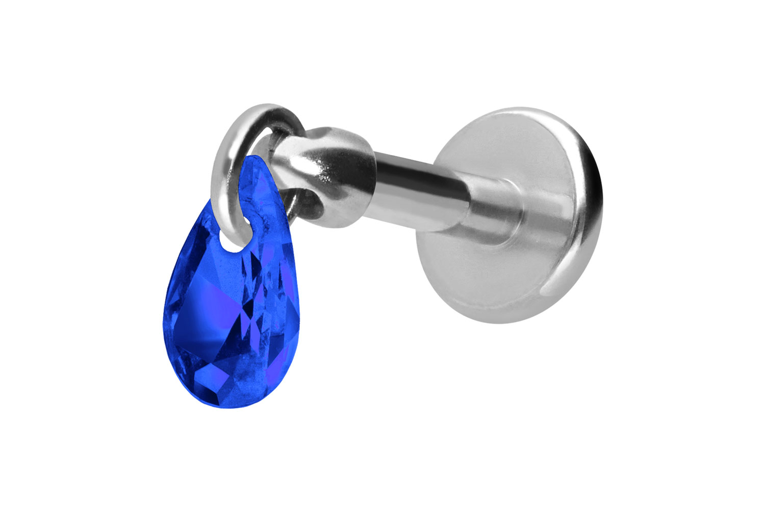 Titan Labret Piercing mit Innengewinde KRISTALLTROPFEN